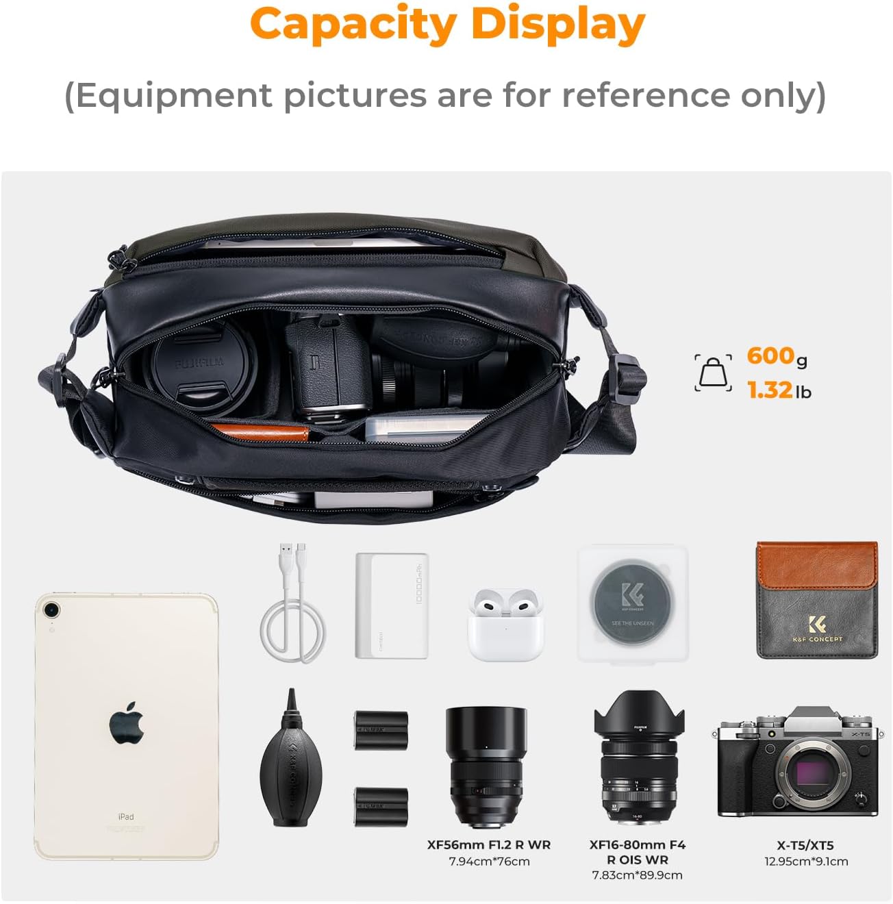 K&F Concept 2 in 1 Sling Bag Everyday Shoulder Bag & Multifunction Photography Crossbody Camera DSLR Backpack Portable Bag - Image 2