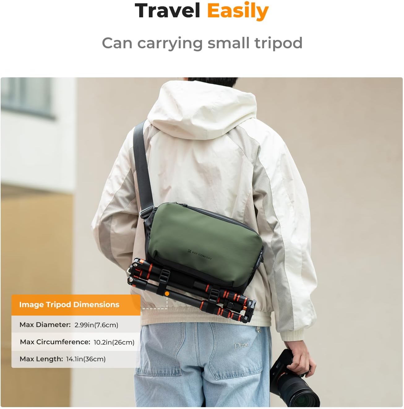 K&F Concept 2 in 1 Sling Bag Everyday Shoulder Bag & Multifunction Photography Crossbody Camera DSLR Backpack Portable Bag - Image 5