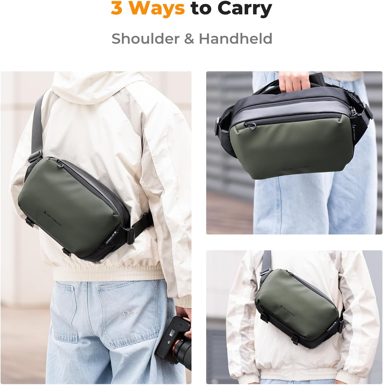 K&F Concept 2 in 1 Sling Bag Everyday Shoulder Bag & Multifunction Photography Crossbody Camera DSLR Backpack Portable Bag - Image 7